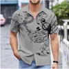 Men's Casual Shirts Hawaiian Summer 8 Colors Music Note Print Purple Shirt Street Oversized Short Sleeves Fashion Designer Soft