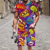 Survêtements pour hommes Boom Boom Summer Graphic Summer 3D Short imprimé Set Sportswear Tracksuit O Col Short à manches courtes