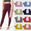 Pantaloni a colori solidi set di allineamento ad alta vita set elastico femminile sportivo per esterni ll yoga leggings collant LU-008