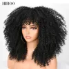 16short cheveux afro perruque bouclée coquette avec une frange pour les femmes noires cosplay lolita synthétique naturel sans glueless brun mélange blonde wigs 240402