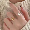 Cluster Rings BF CLUB 925 Sterling For Women Simple Geometric Handmade Irregular Retro Ring Gold Star Fashion Allergy Birthday Gift