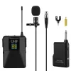 Microfones 65Channel UHF Wireless Lavalier Lapel Microphone System med BodyPack -sändare, Mini Lapel Mic Portable Mottagare