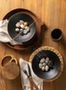 Bowls Black Flat Bottom Salad Bowl Japanese Style Dish Noodle Household Ceramic Personality Soup