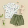 Kledingsets Pudcoco Baby Boys Easter Outfits Gentleman Suit 2PCS Shorts Tracksuit Carrot Bowtie Bowtie Korte mouwknop 9m-4T