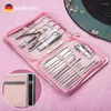 Nail Art Kits Clipper Set Zipper Tas 26 stuks Rose Gold Dead Skin Langers Pedicure Knife Acne naald manicure cadeau