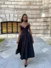 فساتين غير رسمية Suninheart Black Elegant Wedding Events Dress Sexy Bardless Corset Midi Christmas Party for Women Clothing 2024