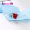 Cluster Rings Romantic Water Drop Red Crystal & Blue Fire Opal Ring For Women Fashion Jewelry 925 Sterling Silver