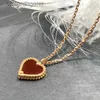 High Version Original 1to1 Brand Necklace Vancefe Lucky Love Red Jade Rose Gold Necklace 925 Silver Classic Heart Shaped Designer High Quality Choker Necklace