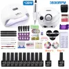 Guns Nail Set with 30/20/10 Colors Nail Gel Polish Set 35000rpm Nail Drill Hine Set Nail Kit with 120w Nail Dryer Nail Art Tools