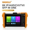 Visualizza Wanglu 8K H.265 Multifunzione da 7 pollici Tester CCTV Modulo ottico SFP Ahd CVI TVI SDI Color Bar Generator All in One IPC Tester