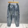 Cargo Jeans Mens Harajuku Pantalon de poche lâche décontracté Vintage High Street Fashion Y2k Harem Denim Pantalons mâles 240320