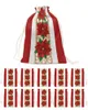 Christmas Decorations Winter Poinsettia Flowers Gift Holders Drawstring Candy Bag Holiday Ornaments Present Xmas Wrap