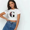Kadın Tişörtleri Y2K Mektup Grafik Boş Zaman Grunge Beyaz mahsul üstleri İnce 2000S Sokak Giysesi Yaz Seksi Bebek Tees Gotik Kısa Kollu T-Shirt