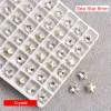 Dekorasyonlar 8mm Yeni Denizyıldızı Tırnak Sanatı Rhinestone Parlak Tip Alt Kristal Taş Renk Pentagram 3D Fingerail Dekorasyon 30/100 PCS