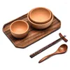 Bowls Japanese Wooden Bowl For Children's Baby Rice Round Instant Noodle Retro Home Beech Salad