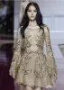 Zuhair Murad Latest Short Prom Dresses Long Sleeve Lace Applique Beads Evening Gowns A Line Jewel Neck Crystal Customized Formal Party Dress