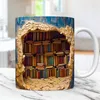 Drinkware 3D Bookhelf Mug Funny Ceramic Coffee Cups Black Office Mugs Friends Birthday Present LT901