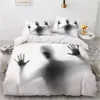 Bedding Sets simples capa de edredão preta Conjunto de névoa branca colcha completa king size 203x230cm de cama de cama decoração de quarto elegante moda