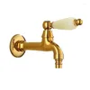 Bathroom Sink Faucets Washing Machine Faucet Gold Bib Cocks Outdoor Tap Marble Handle Garden Brass