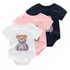 Ontwerper Baby Triangle Rompers Infant Kids Cartoon Bear Gedrukte korte mouw jumpsuits zomer pasgeboren jongens meisjes katoen zachte lichaamsdelen kleding z7564