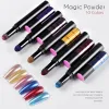 KITS 10pcs Set di penna in polvere per chiodo per nail art Natural Dry Chrome Pigment non ha bisogno di lampada Cucciole Cread Art glitter Kit in polvere lucida