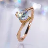 Cluster anneaux fentteci bambou Moisanite ring s925 argent sterling rose rose plaqué bras torsadé riveau beaux-bijoux pour les femmes proposition de mariage