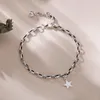 Bangle 2024 Summer S925 Sterling Silver Star Pendant Bracelet Anklet Adjustable Personalized Creative Design Women's