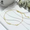 Orsa klejnoty 925 Sterling Silver Love Serce łańcuch Anklety moda Summer 14k złota bransoletka kostki biżuterii SA30 240408