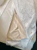春秋の白い花柄のレースチョンサムドレス半袖スタンドカラービーズミディカジュアルドレスD4A073255
