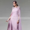 Party Dresses Lavender Mother Of The Bride Dress For Wedding Knee Length Sheath/Column O Neck Beaded Luxury Guest Gowns Women 2024