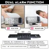 Radio LED Digital Alarm Clock Radio Projection Multifunktion Bedside Time Display Radio med temperatur och fuktighet Mirrorklocka