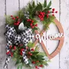 Decorative Flowers 2024 Bow Wheel Garland Simulation Door Hanging Window Display Rattan Circle Creative Christmas Outdoor Garden