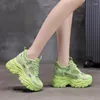 أحذية غير رسمية منصة عالية المنصة أحذية رياضية ربيع أنيقة سميكة وحيد 9cm شبكة التنفس الشبكة المشي امرأة Zapatos mujer