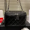 Designer Women Mini Vanity With Chain Trunk Bag Quilted Lambskin Leather Shoulder Bags Lady Makeup Case Cosmetic Box Gold Ball Weave Chains Strap Crossbody Handbag