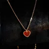 Hög version Original 1to1 Märke halsband Vancefe Lucky Love Red Jade Rose Gold Necklace 925 Silver Classic Heart Shaped Designer Högkvalitativ chokerhalsband
