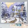 Tapestries kersttapijt Woods Sneeuwscène Wandhangen Jaar Gift Tree Slaapkamer Gordijn Dormitory Decor