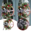 Decorative Flowers 2024 Bow Wheel Garland Simulation Door Hanging Window Display Rattan Circle Creative Christmas Outdoor Garden