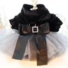 Zwarte kleur Dog modieuze jurken voor 2023 herfst en winterprinsesstijl jurk huisdier trouwkleding klein 240402