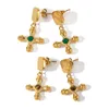 Boucles d'oreilles cerceaux uworld en acier inoxydable Tiger Eye Green Agate Stone Charms Déclaration Metal Cast Imperproof Creative Golden Jewelry Women Gala