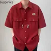 Men's T-Shirts Summer large pocket workwear short sleeved T-shirt mens university style loose casual shirt mens top J240402