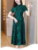 Robes de fête Summer Silk broderie vintage midi robe 2024 imprime élégante soirée décontractée femme bodycon joli
