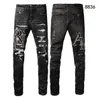Herren Jeans Designer Jeans AM Jeans 8836 Hochwertiges Modes Patchwork Ripped Leggings 28-40