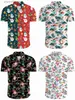 Mäns avslappnade skjortor Holiday Hawaii Christmas Carnival Short Sleeved Mens New Year Santa Claus Leisure Y2K Tropical Plant Print Beach Aloha Beach Clothing YQ240408