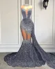 Fantastiska paljetter sjöjungfrun prom klänning för svarta kvinnor pärlstav älskling kvällsklänningar elegant illusion lår afrikanska formella klänningar för kvinnor