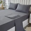 3/4st Solid Beding Set Watertproof Fanted Sheet Bed Sheet Pillowcases Soft Queen King Full Twin Size White and Grey 240418