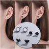 Stud Earrings Lovely Tiny Heart Round Shaped Epoxy Resin Zircon Fashion Sier Plated Ear Accessories Jewelry For Women Girls Drop Deliv Otpjz