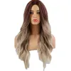 Synthetische pruiken 2024 Hoge kwaliteit 26 inch centrum Afscheiding Lange blonde mix Bruin golvend haar Groothandel Europe AMUREAMER Mode Permed geverfd otm1x