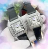 High End Luxury Couple Three Stiches Military Men Women Watches Business Leisure Set Auger Cool Leather Strap Clock Quartz Automatic Date Diamonds Ring Watch Gifts