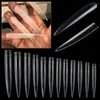 False Nails 120pcs Extra Long Stiletto Fake Nail Tips Half Cover Clear Artificial Press On Extension Manicure Tools