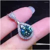 Chains Classic Round Cut Emerald Green Cubic Zirconia Crystal Stone Pendant Necklace Sier Color Clavicle Chain Banquet Party Jewelry D Otb8X